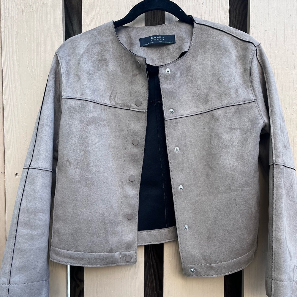 Zara Taupe faux  Suede Jacket
